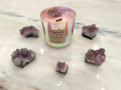 Amethyst Rose Quartz Energy Crystal Candle