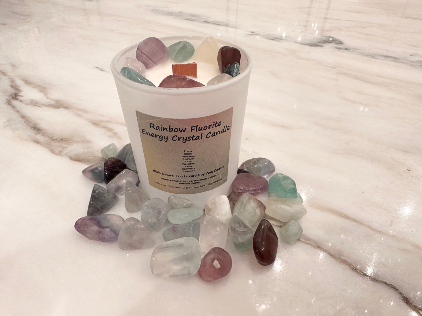 Rainbow Fluorite Energy Crystal Candle