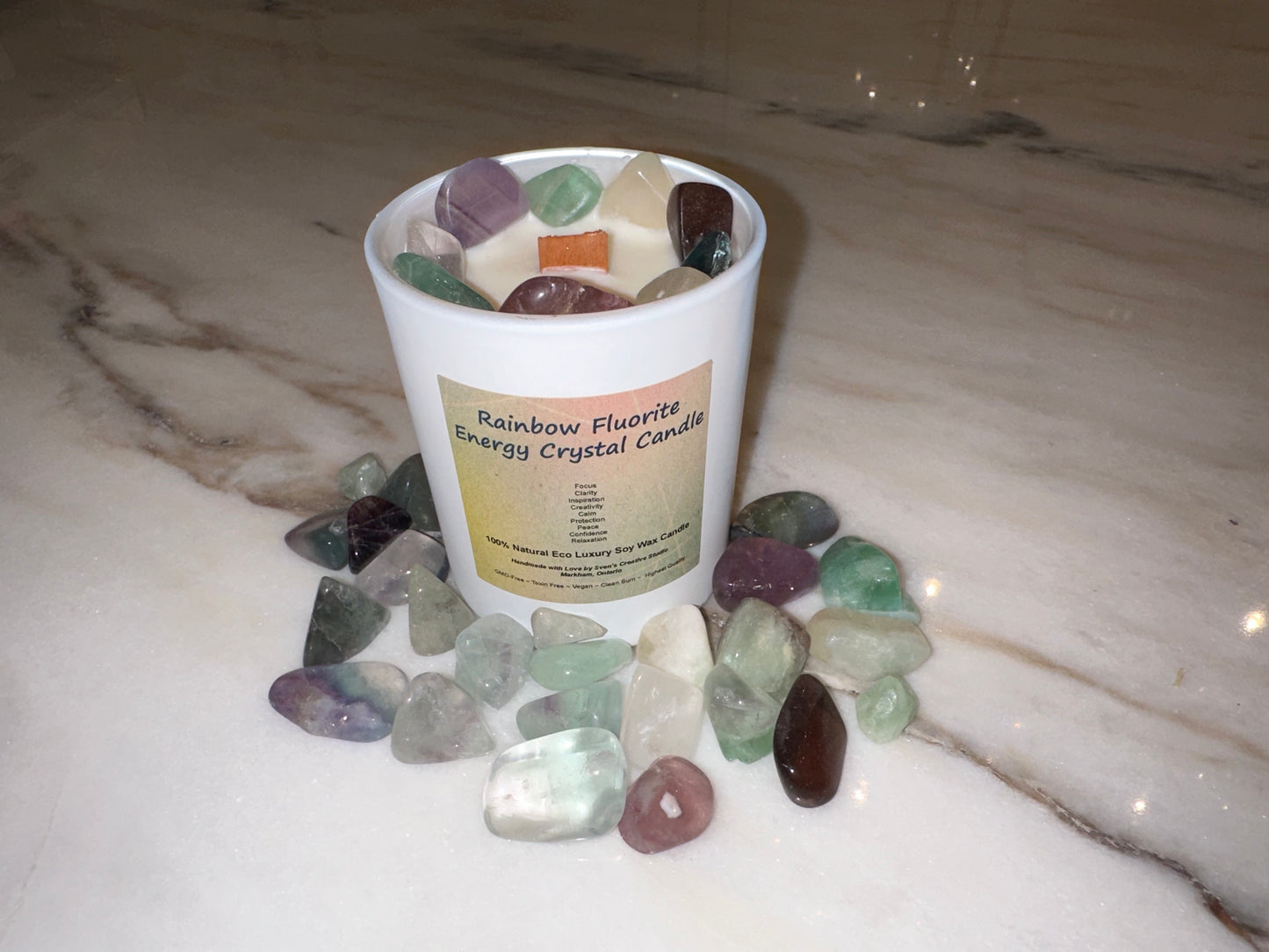 Rainbow Fluorite Energy Crystal Candle