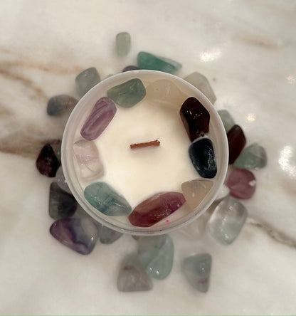 Rainbow Fluorite Energy Crystal Candle