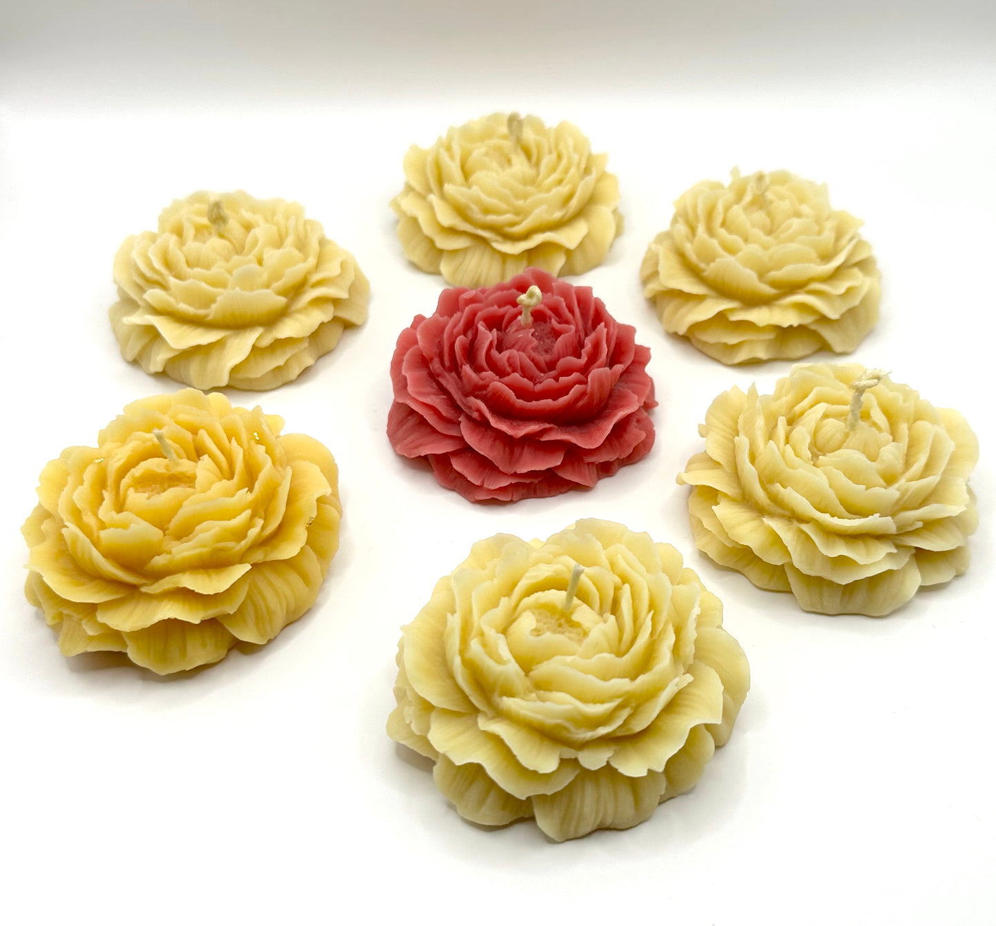 Peony Flower Beeswax Pillar