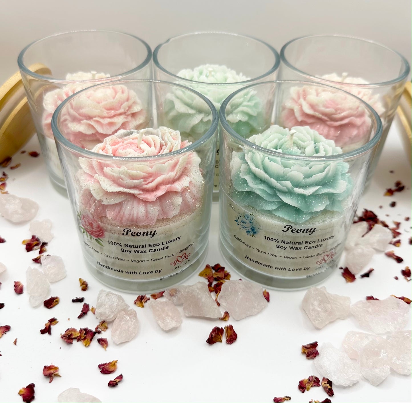 Shimmering Peony Natural Soy Wax Container Candle