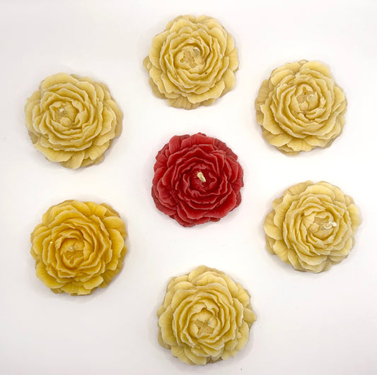 Peony Flower Beeswax Pillar