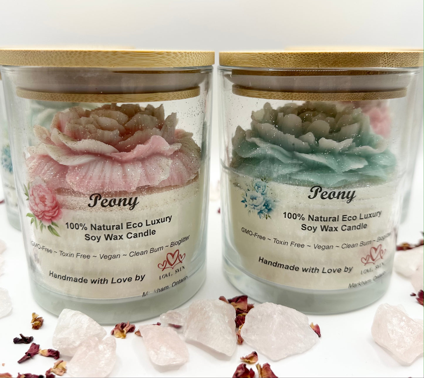 Shimmering Peony Natural Soy Wax Container Candle