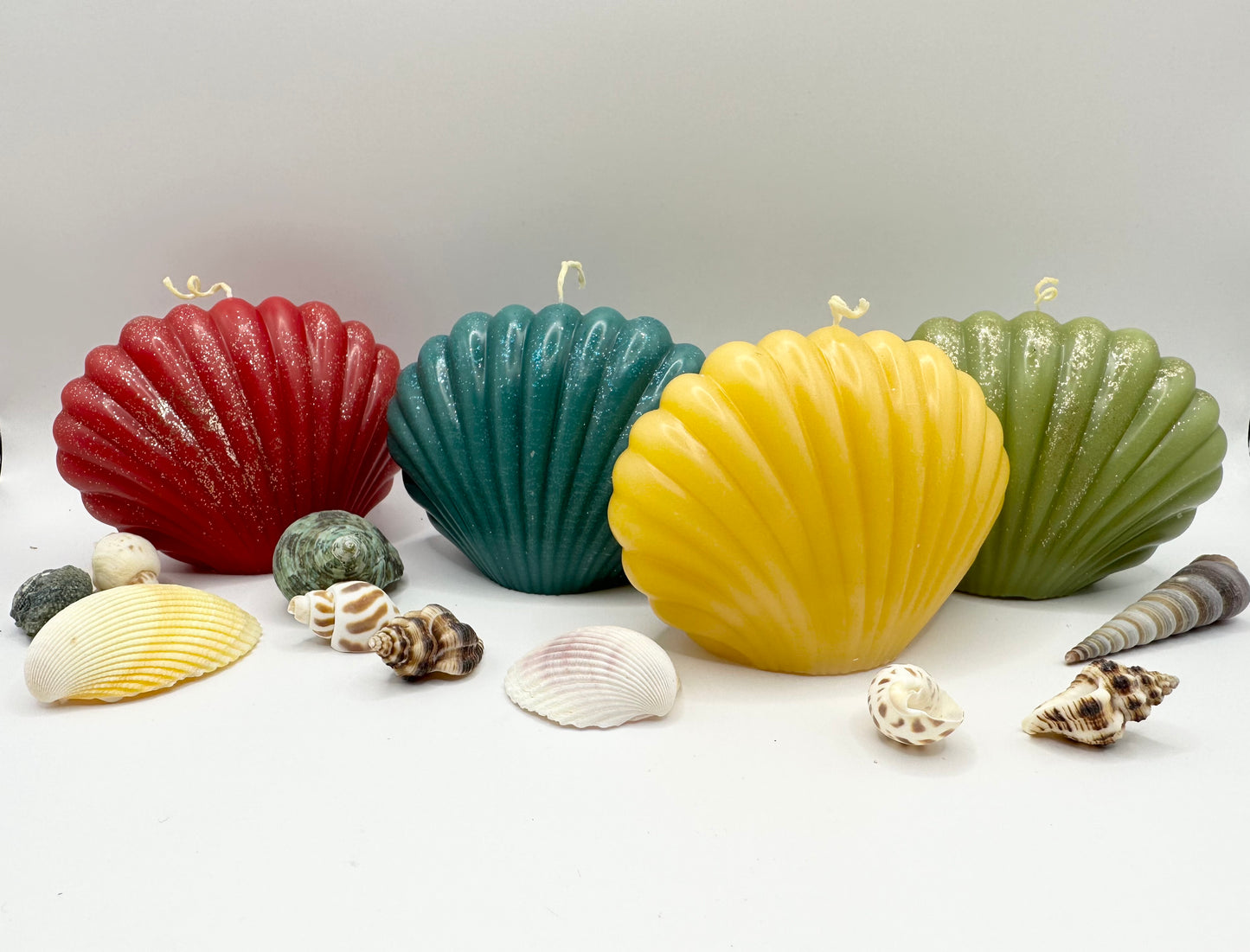 Shimmering Seashell Beeswax Pillar