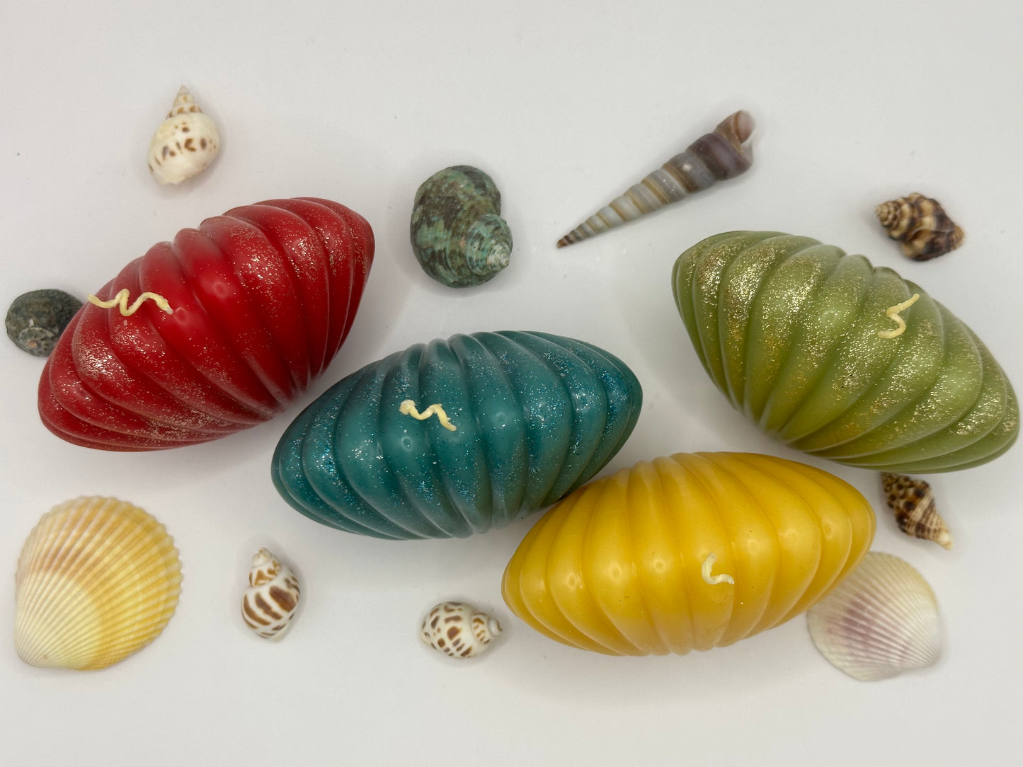 Shimmering Seashell Beeswax Pillar